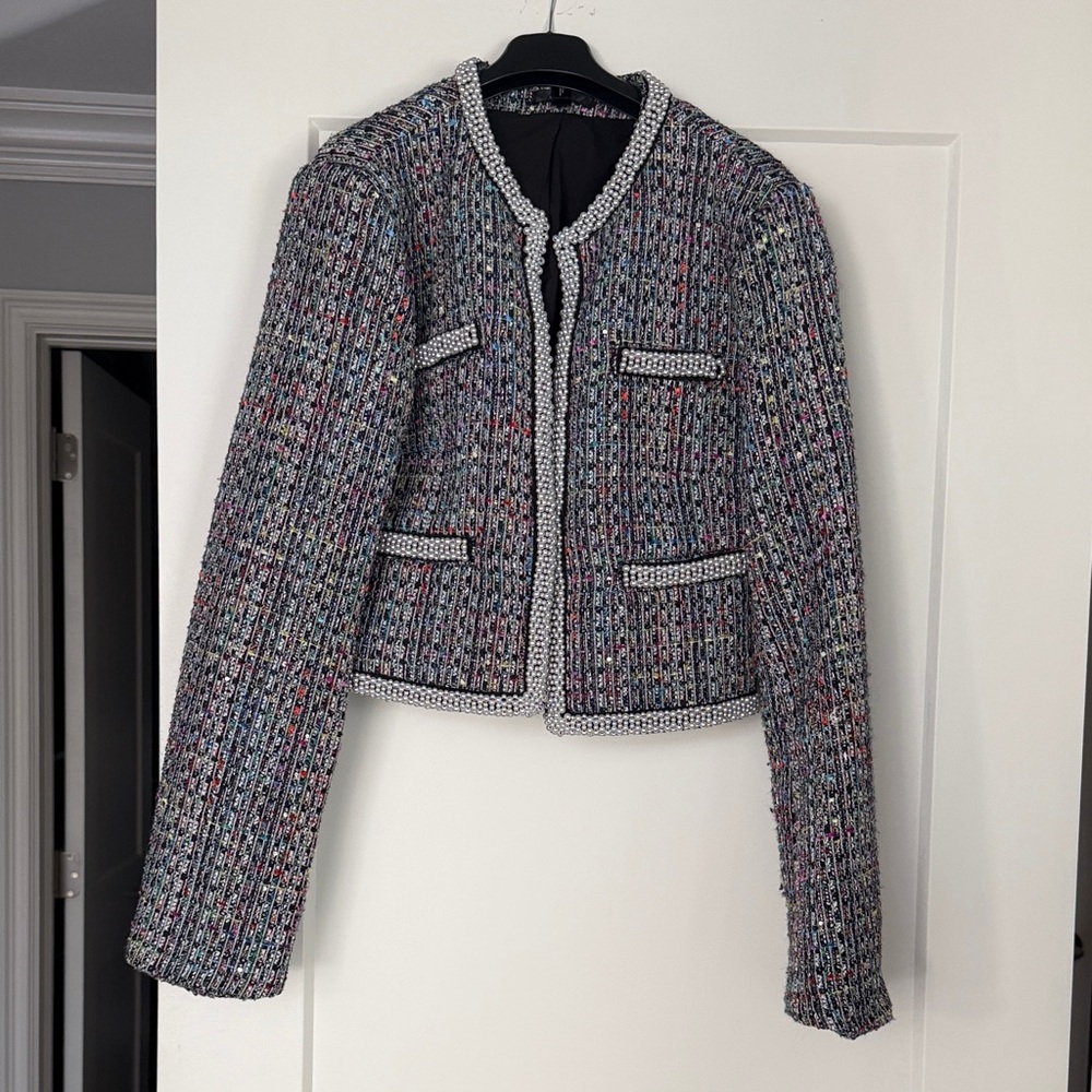 Aqua Multicolor Tweed Blazer